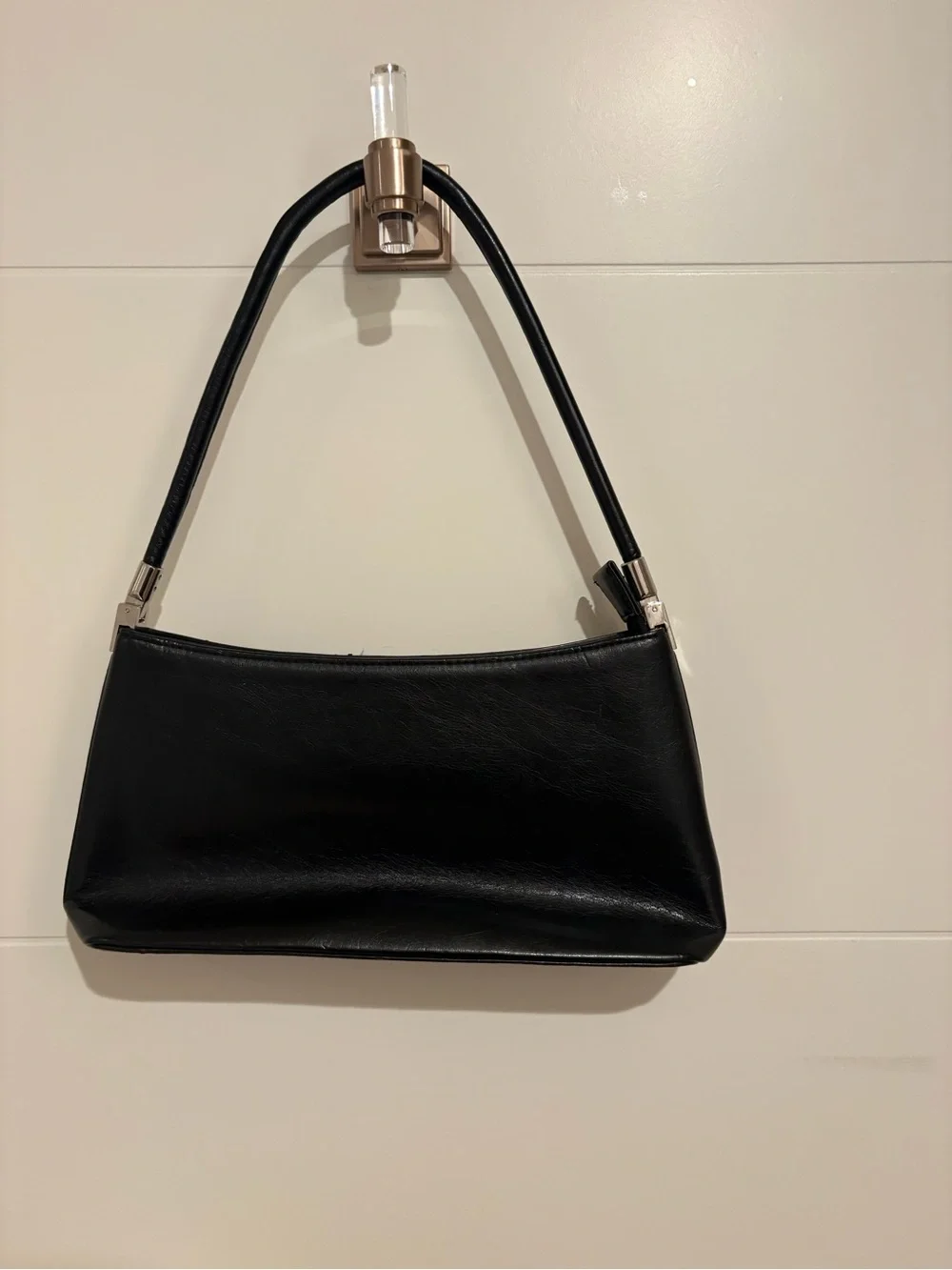 kate spade Black Leather Shoulder Bag with Silver-Tone Accents